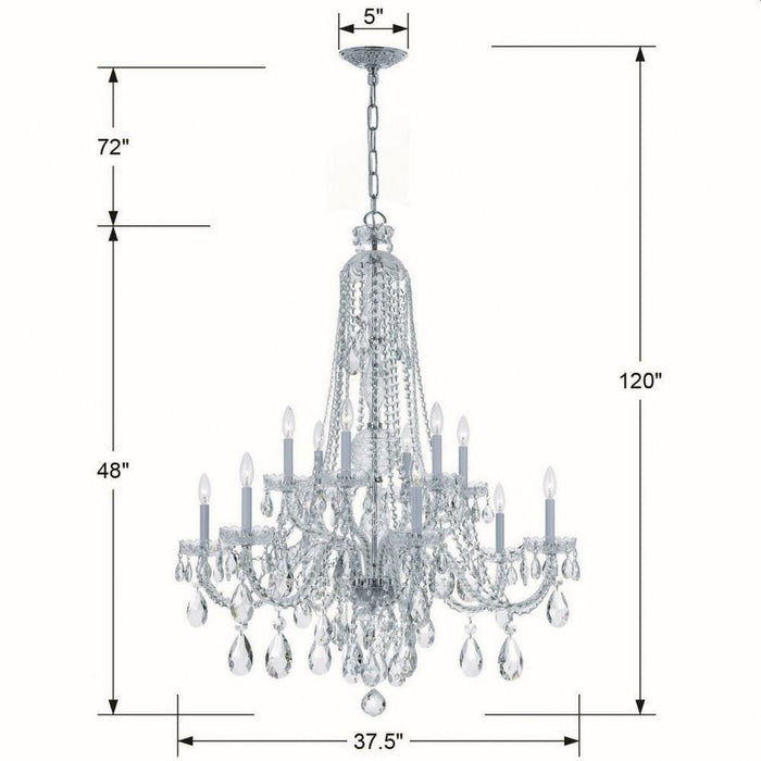 Crystorama Lighting - 1112-PB-CL-SAQ - Crystal - Six Light Chandelier in Classic Style - 37.5 Inches Wide by 48 Inches High