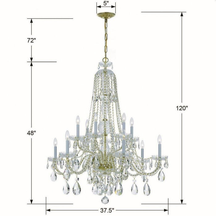 Crystorama Lighting - 1112-PB-CL-SAQ - Crystal - Six Light Chandelier in Classic Style - 37.5 Inches Wide by 48 Inches High
