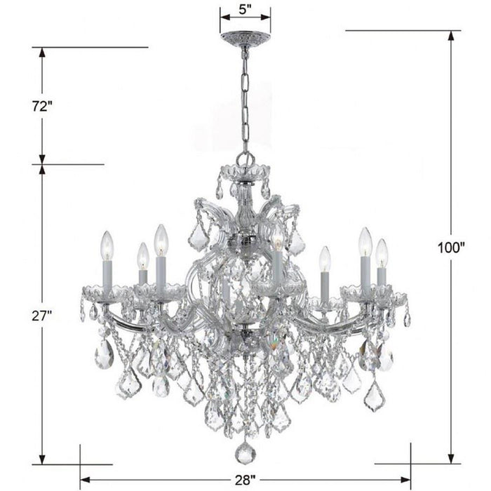 Crystorama Lighting - 4409-GD-CL-SAQ - Maria Theresa - Eight Light Chandelier in Classic Style - 28 Inches Wide by 27 Inches High