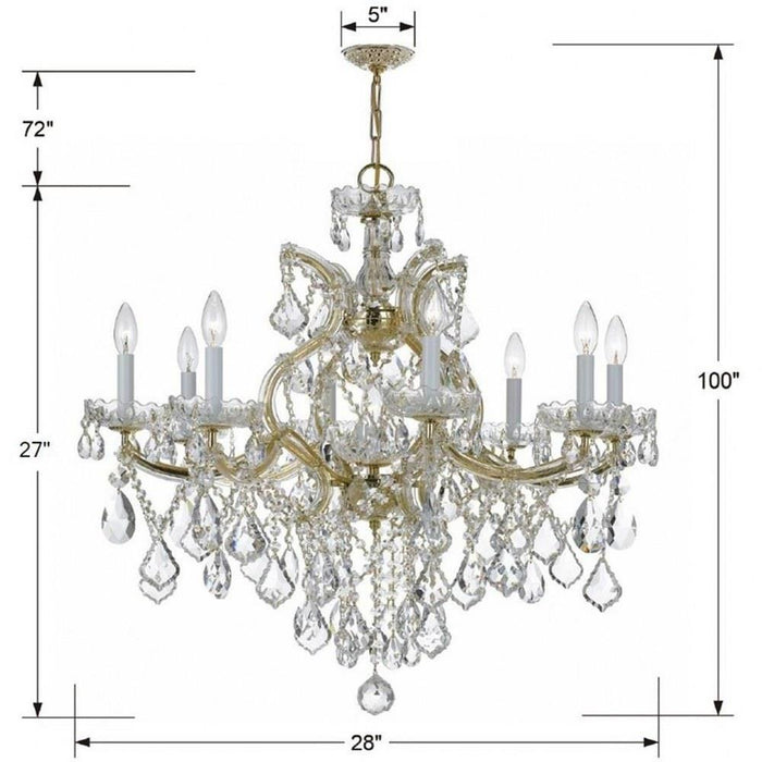 Crystorama Lighting - 4409-GD-CL-SAQ - Maria Theresa - Eight Light Chandelier in Classic Style - 28 Inches Wide by 27 Inches High