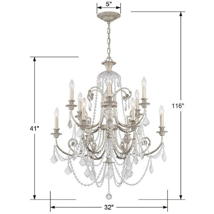 Crystorama Lighting - 5119-OS-CL-SAQ - Regis - Twelve Light Chandelier in Classic Style - 32 Inches Wide by 41 Inches High