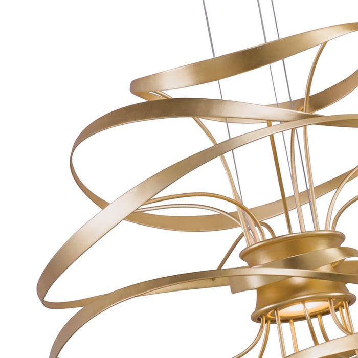 Corbett Lighting Calligraphy 2-Light Gold Leaf Polished Stainless Steel LED Geometric Pendant