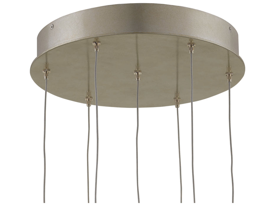 Luxecor Vistas 7-Light Painted Silver Antique Brass Glass Pendant