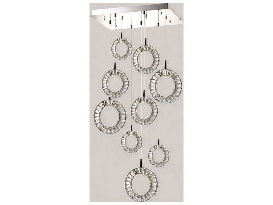 ET2 Charm 9-Light Polished Chrome Crystal LED Round Island Pendant